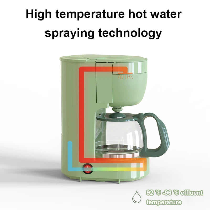 110V Automatic Electric Espresso Coffee Maker Cafe Drip American Latte Coffee Brewing Machine Household Mini Glass Boiler Teapot Pi-Mart