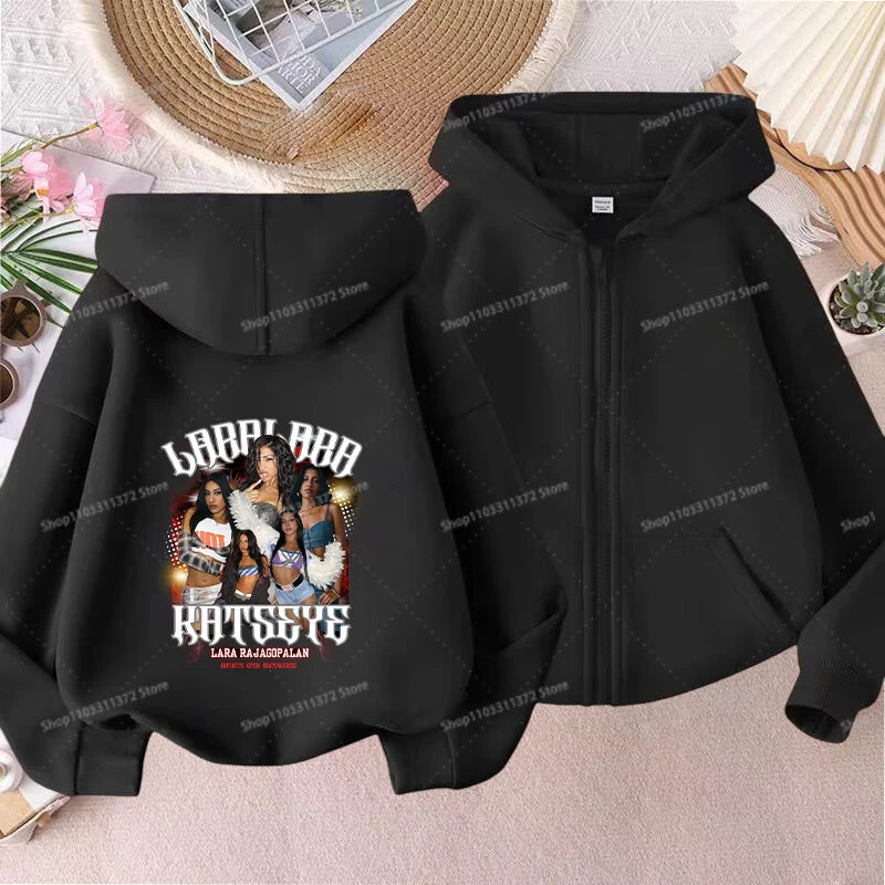 Fashion K POP K-KATSEYE Thin Jacket Cute Printed Coat Girls Sports Clothe Outdoor Workout Casual Top Trendy Birthday Kids Gifts Pi-Mart