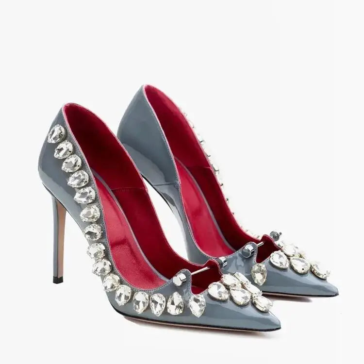 2026 Runway Women Pumps Crystal Metal Decoration High Heels Sandals For Women Luxury Designer Nightclubs Banquets Female Shoes Pi-Mart