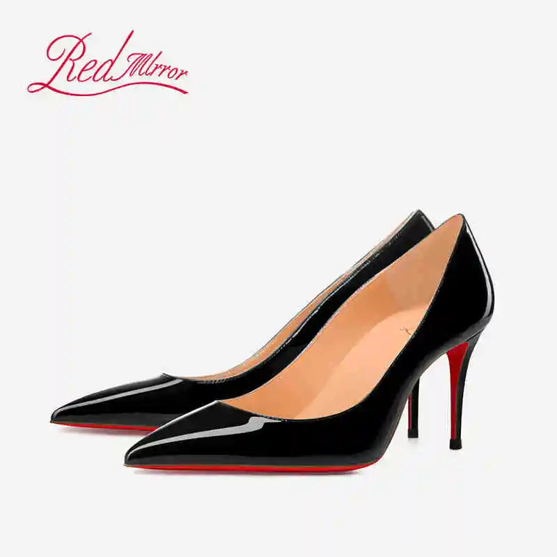 Women Heels Naked Color Women's Elegant High Heel Luxury Black Shoes Woman 2026 Red Shiny Bottoms Pointed Toe Party Ladies Women Pi-Mart
