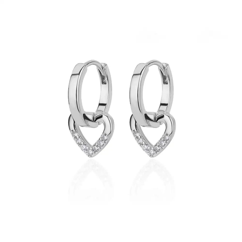 Hollow Zircon Heart Earrings For Women Stainless Steel Gold Color Heart Earring Luxury Wedding Couple Jewelry Gift Free Shipping Pi-Mart
