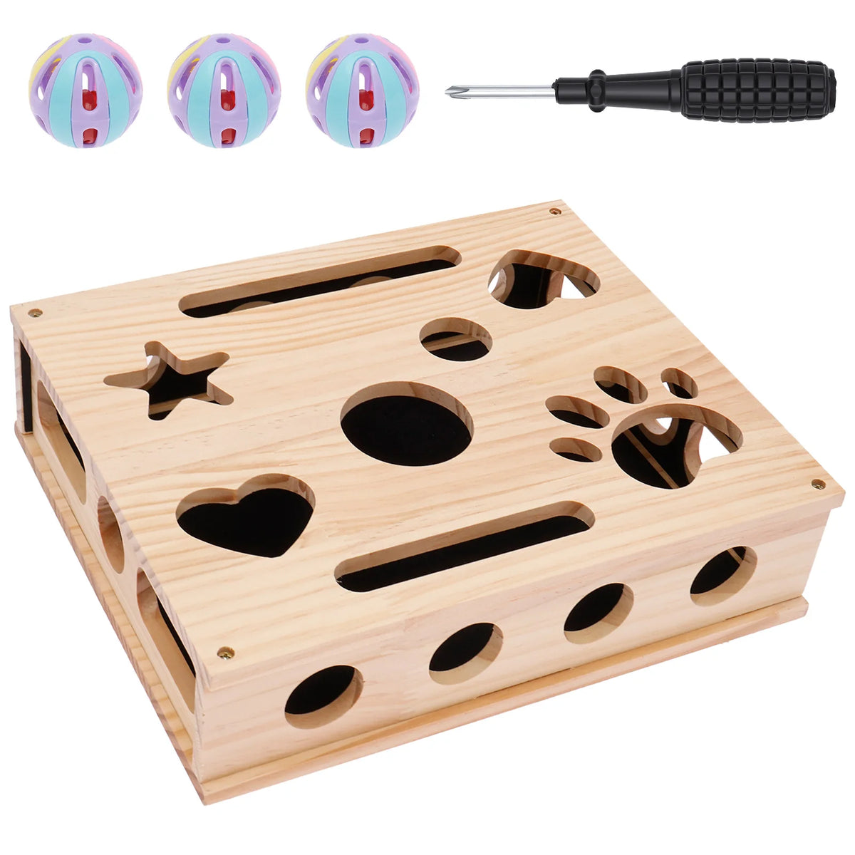 Cat Nail File Box Toy with Bell Ball and Sandpaper Inside Cat Scratch Puzzle Play Nail Care Interactive Pet Toy Stress Free Pi-Mart