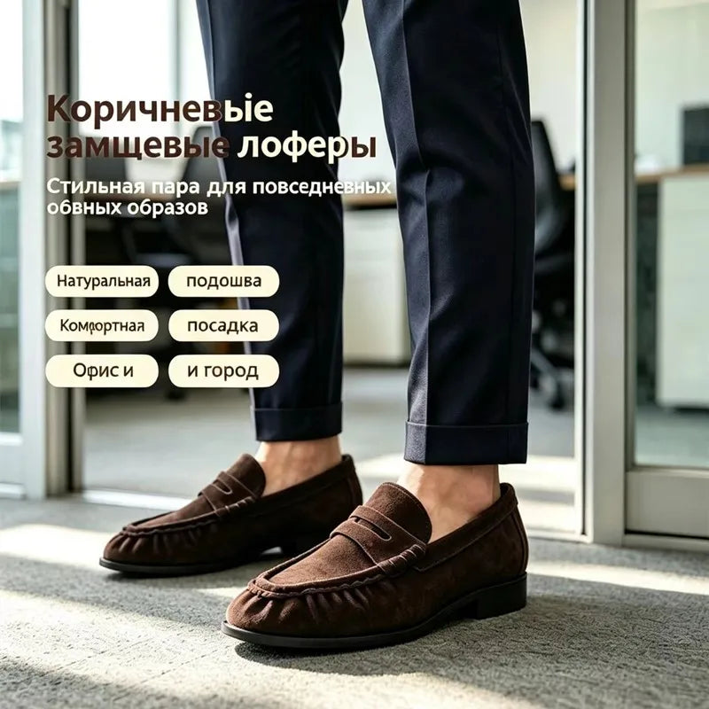 Lady Loafers 2026 Model Handcrafted Retro Pleated Single Shoes for Women, Women's Low-Heeled Leather Suede Shoes Pi-Mart