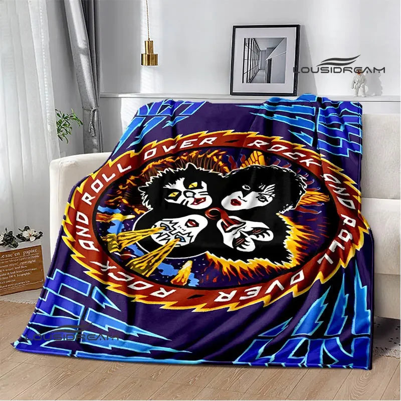 Kiss Band Printed Blanket picnic blanket Warm Blanket Flannel Home Travel Blanket throw blanket bed linings Birthday Gift Pi-Mart