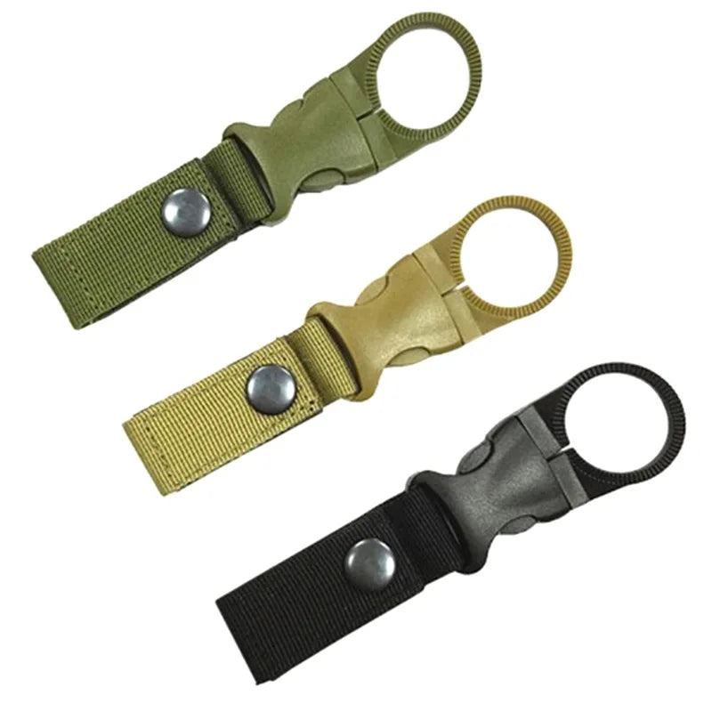 Webbing Water Bottle Holder Climbing Carabiner Belt Backpack Hanger Hooks Clip Multifunction Water Bottle Nylon Buckle Hook Clip Pi-Mart