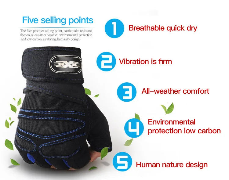 Gym Gloves for Men Women Fitness Weight Lifting Wristband Gloves Body Building Training Sports Exercise Cycling Glove Shockproof Pi-Mart
