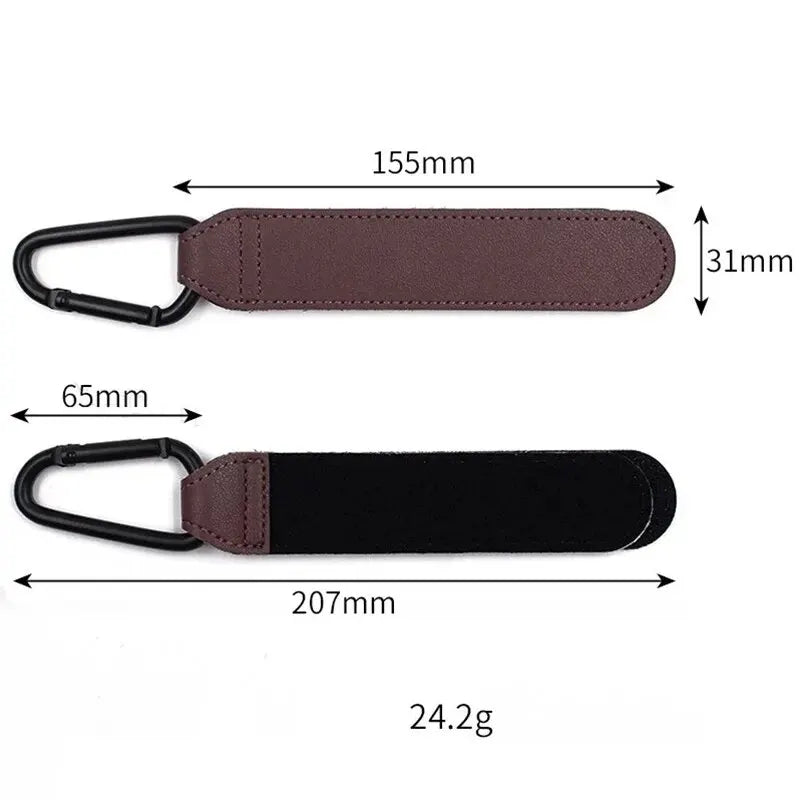 2Pcs Leather Cart Hooks Baby Stroller Hook PU Adjustable Pram Hook Organizer Diaper Bag Hanger Children Travel Accessories Pi-Mart