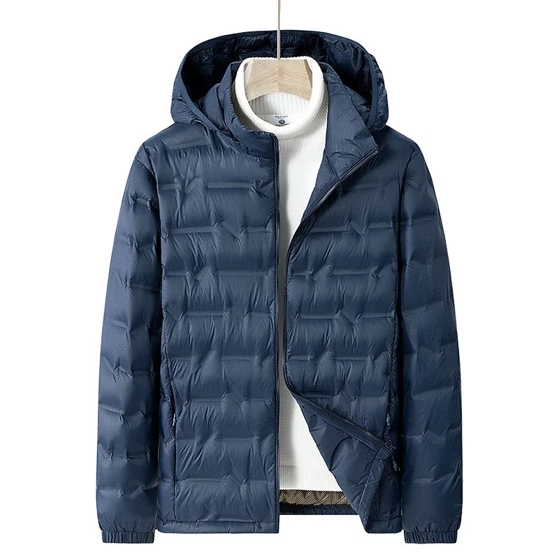 Men Winter New Down Jacket Men Hooded Waterproof Windproof Puffer Jacket Detachable Hat Coat Casual Lightweight Down Jacket Male LadyShow.Store