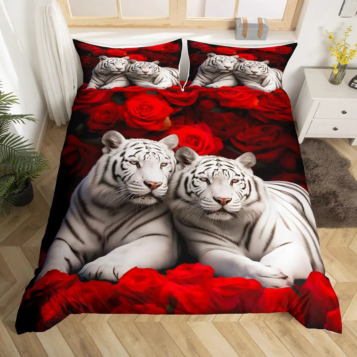Tiger Duvet Cover Twin Queen African Animal Bedding Set Wild Safari Animal Comforter Cover for Child Teen Adult Bedroom Decor Pi-Mart