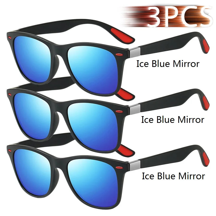 1-2-3PCS Fashion Vintage Square Unisex Driving Fishing Sunglasses Men Women Luxury Brand Designer Sun Glasses Anti-Glare Eyewear Pi-Mart