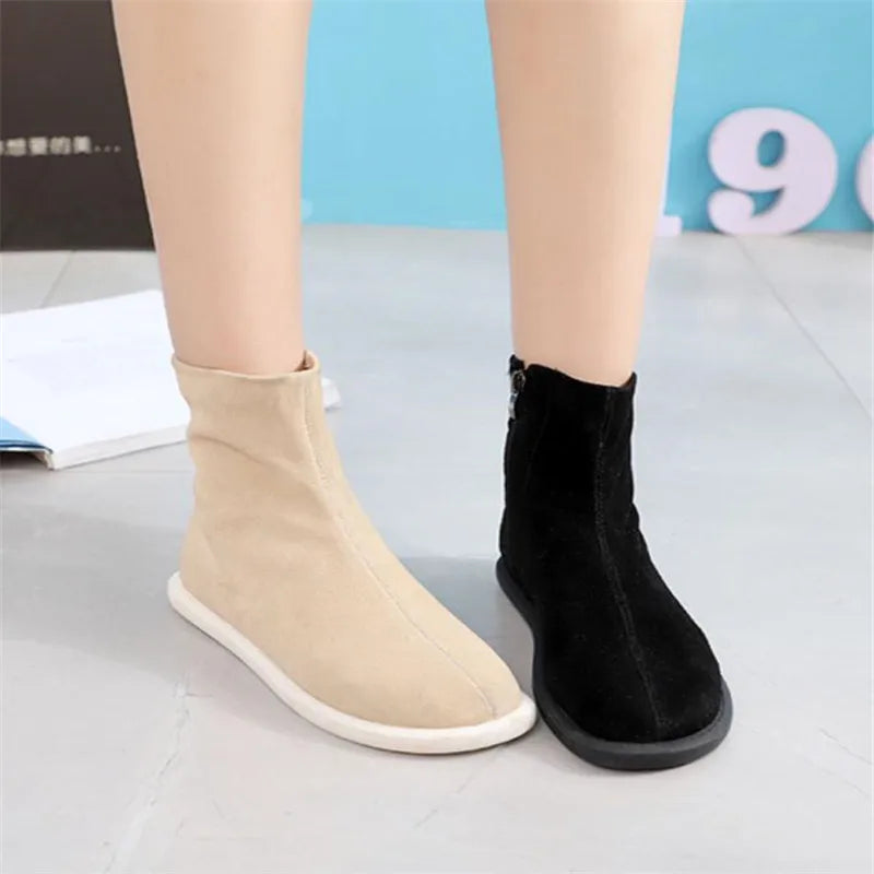 Autumn Women Shoes Fashion Casual Suede Ankle Boots Female Brown Chelsea Fashion student boots Pi-Mart