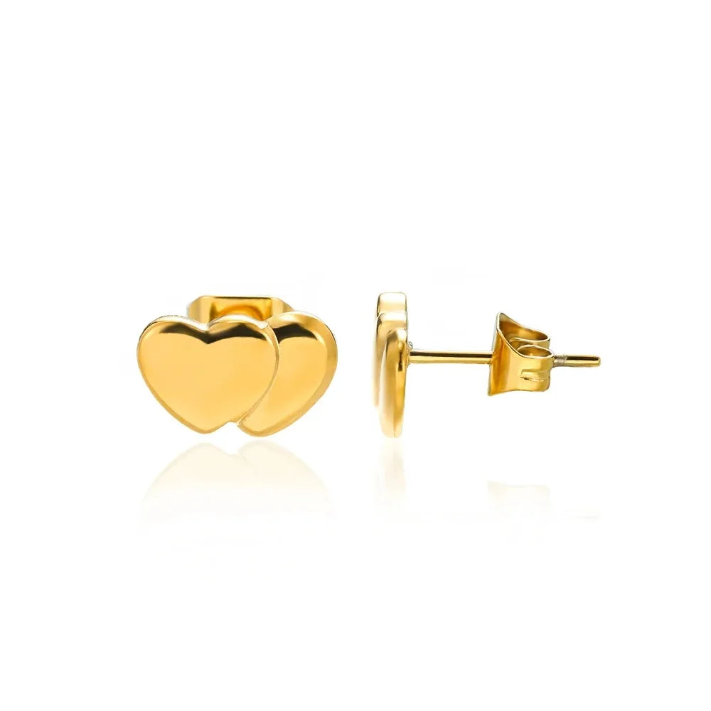 Hollow Zircon Heart Earrings For Women Stainless Steel Gold Color Heart Earring Luxury Wedding Couple Jewelry Gift Free Shipping Pi-Mart