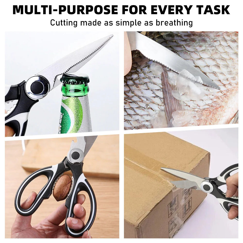 Multifunctional Scissors Kitchen Stainless Steel Scissors Chicken Bone Meat Fish Killing Dedicated Household Gadgets Scissors Pi-Mart