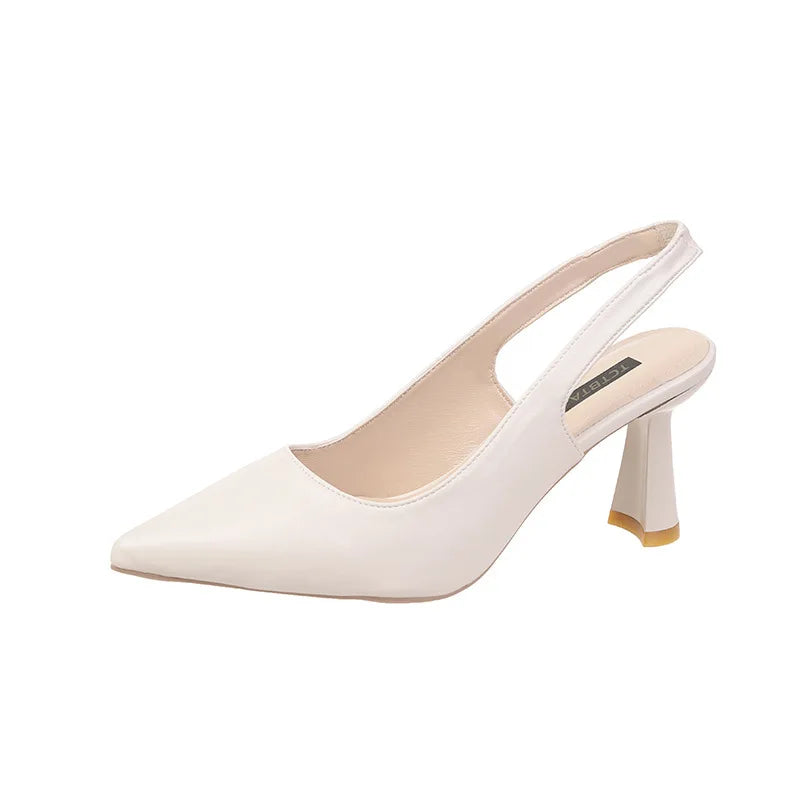 Summer Fashion New Breathable Pointed Toe Stiletto Heel PU Comfortable and Elegant Women's Shoes Shallow Mouth Sexy Sandals Pi-Mart