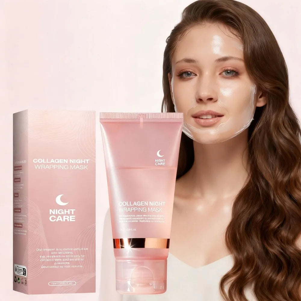 Korean Night Collagen Sleep Mask: Gently Firms, Reduces Puffiness for Refined Contours & Glass-Like Skin Pi-Mart