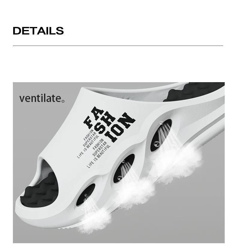 Men Fashion Massage Slippers Indoor/Outdoor Sandals Beach Flip Flop Thick Sole Male Slides Summer Non-Slip Men Shower Slippers Pi-Mart