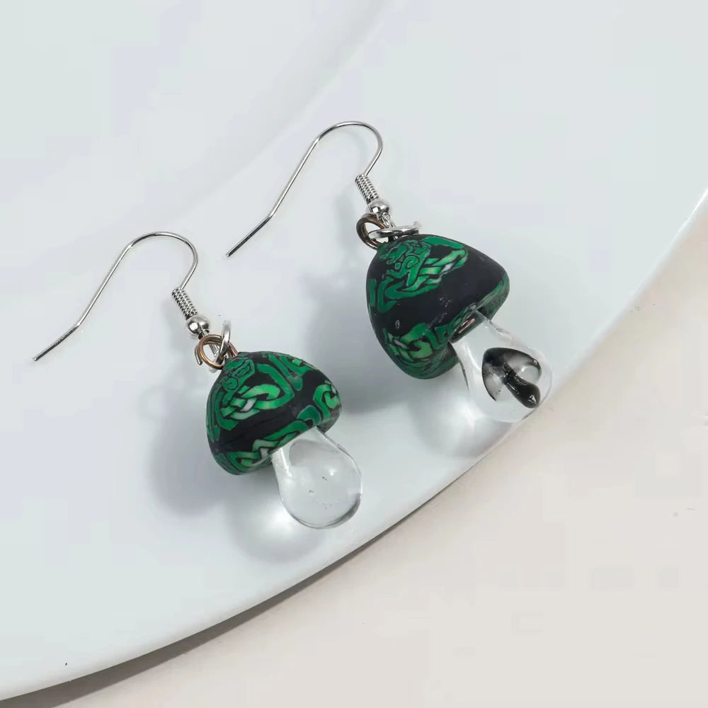 New Cute Polymer Clay Mushroom Acrylic Drop Earrings for Women Cartoon Colorful Flower Pendant Earring 2024 Trend Jewelry Gift Pi-Mart