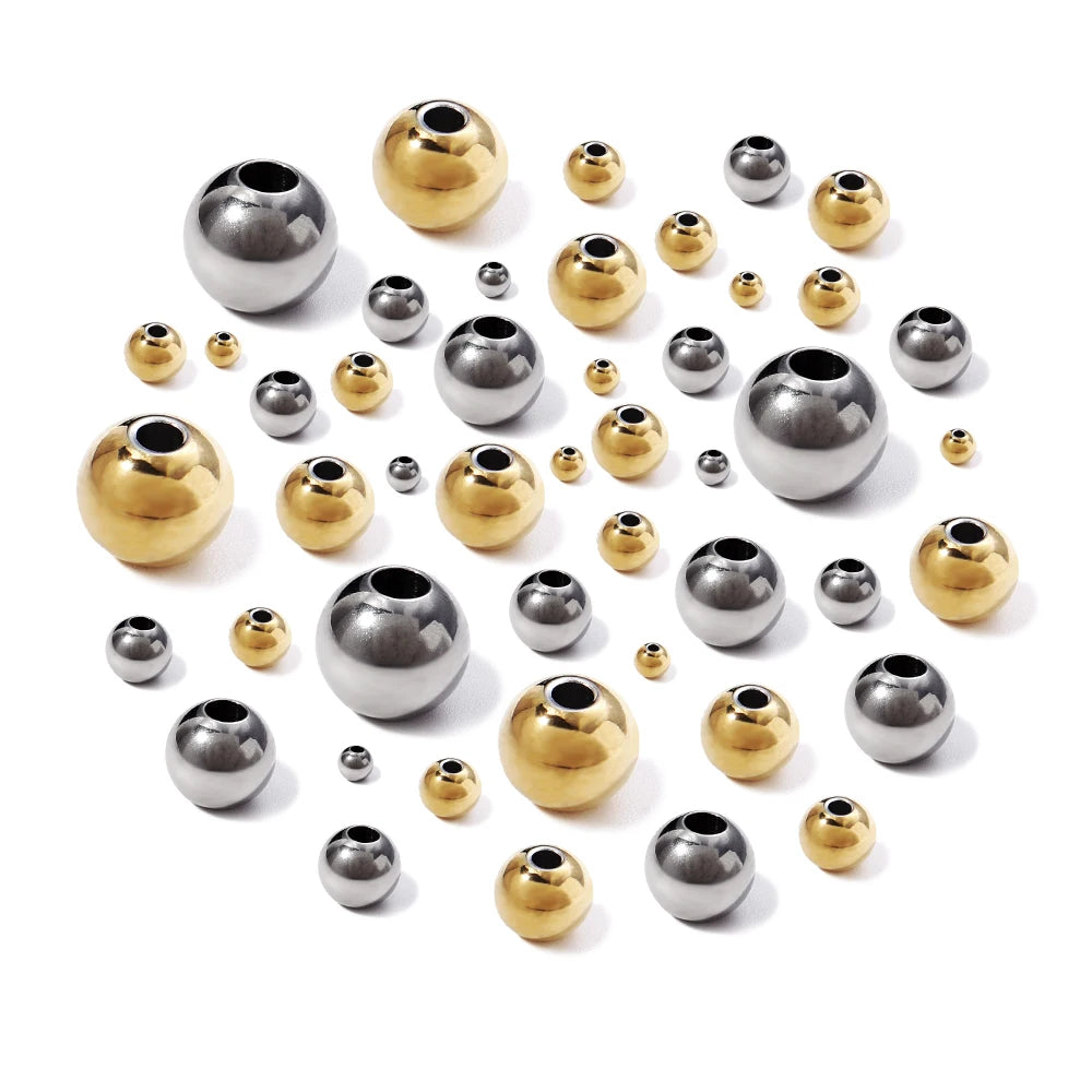 2-10mm High Quality Stainless Steel Beads for Jewelry Making Loose Spacer Beads DIY Bracelet Necklace Bracelets Wholesale Pi-Mart