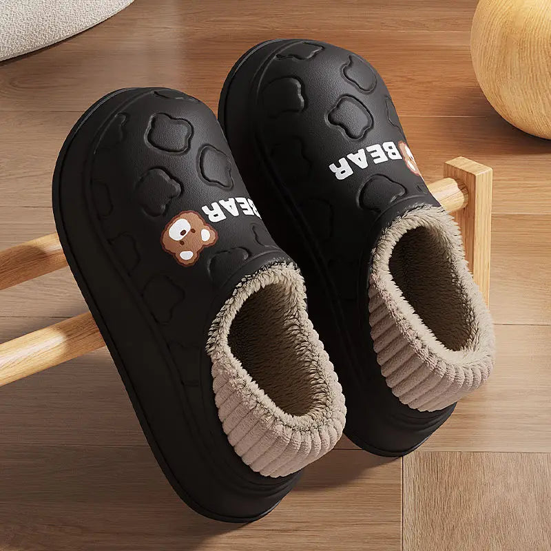 Waterproof Cotton Slippers for Women Men Winter Outdoor Indoor Home Plush Warm Thick Sole Anti slip Cotton Shoes for Couple LadyShow.Store