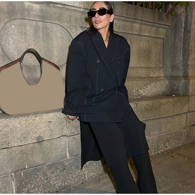 Solid Lapel Blazer Women Coats Fashion Full Sleeve Pocket One Button Jackets 2026 Autumn Daily Office Lady Commute Outwear LadyShow.Store