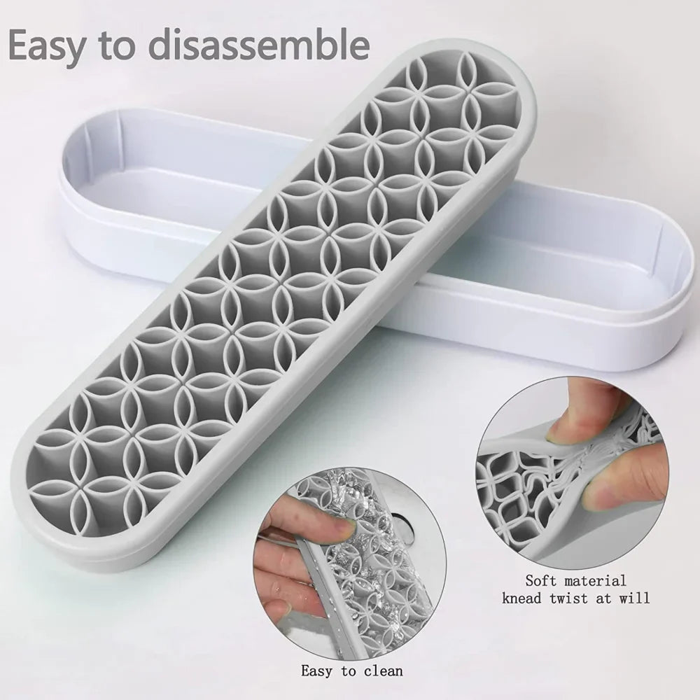 Silicon Nail Brush Makeup Brush Display Stand Rack Storage Case Brush Drying Shelf Brush Holder Make UP Holder Organizer Tri Light Beauty