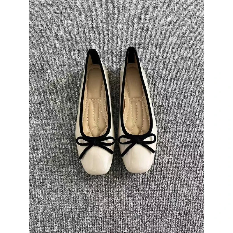 2026 New Women's Patent Leather Bow Ballet Flats, Square Toe Soft Sole Slip-on Casual Shoes for Spring Summer LadyShow.Store
