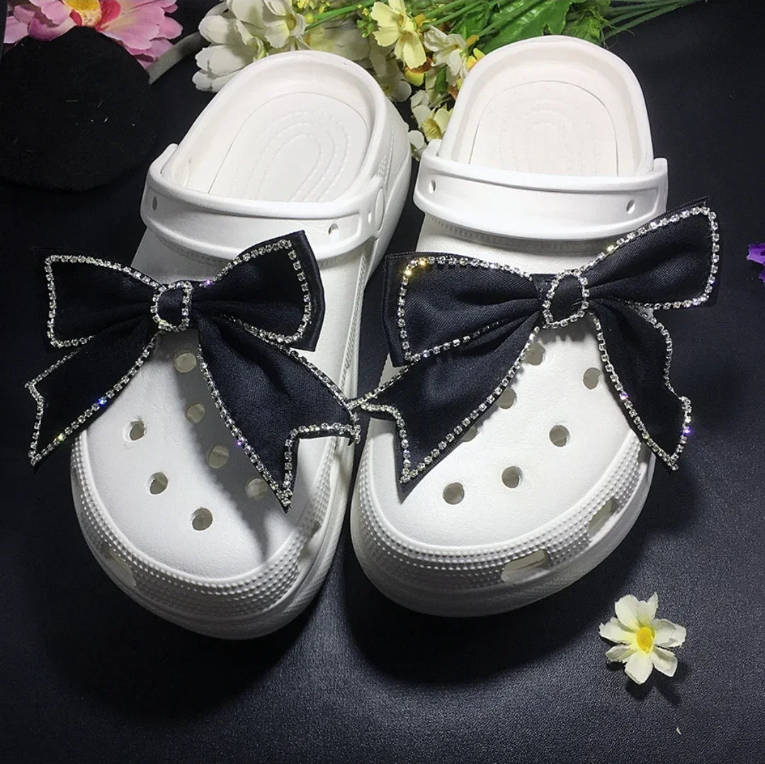 Cute Red Bow Shoe Charms for Crocs Designer DIY Bow-knot Wing Shoe Decorations High Quality Clogs Buckle Accessories New Fashion Pi-Mart