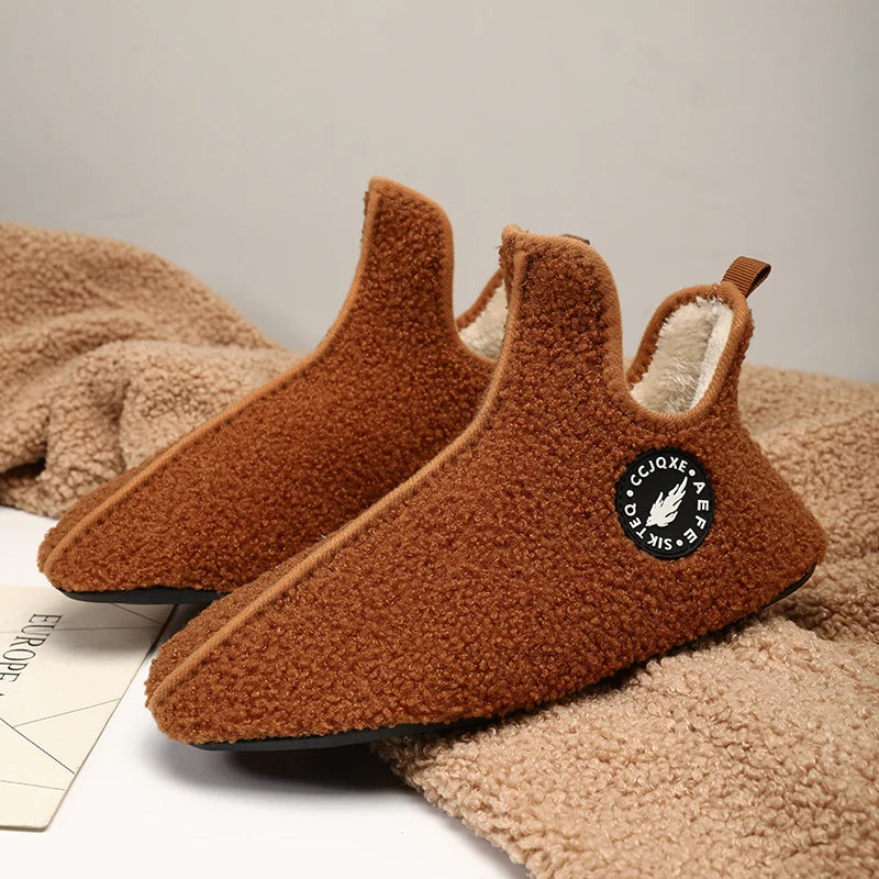 New Men Winter Slippers High Quality Light Weight Disign Shoes Fashion Women Plush Slipper Warm Slip on Casual Shoe for Couples Pi-Mart