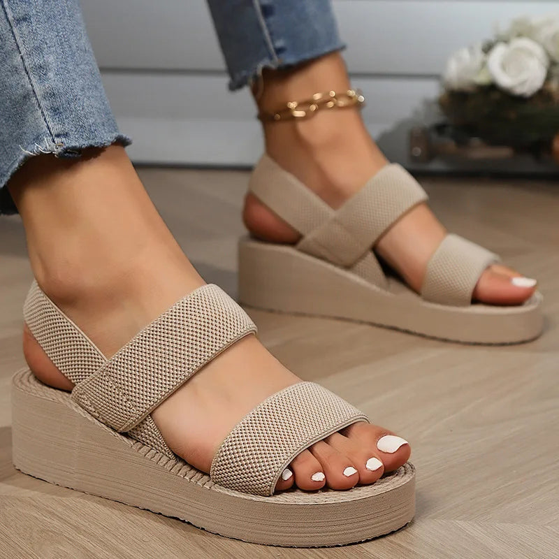 Big Size Minimalist Slingback Wedge Sandals For Women Outdoor Summer Platform Shoes Light Weight Soft EVA Female Leisure Sandals Pi-Mart