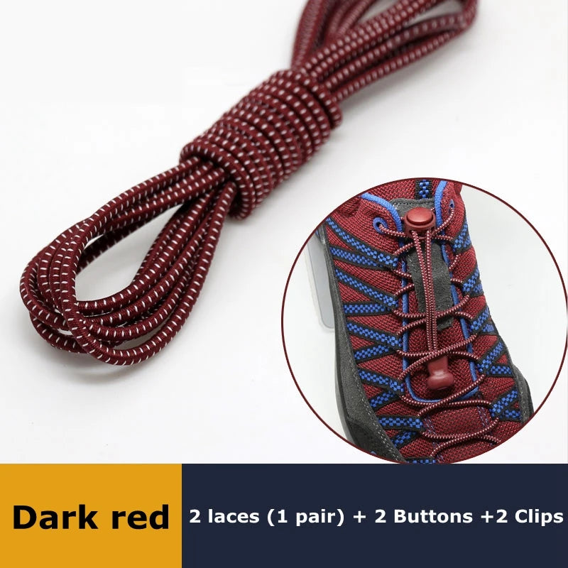 1Pair Shoelaces for Sneaker Elastic No Tie Shoe Laces Stretching Lock Lazy Laces Quick Rubber Shoelace Round Shoestrings Pi-Mart