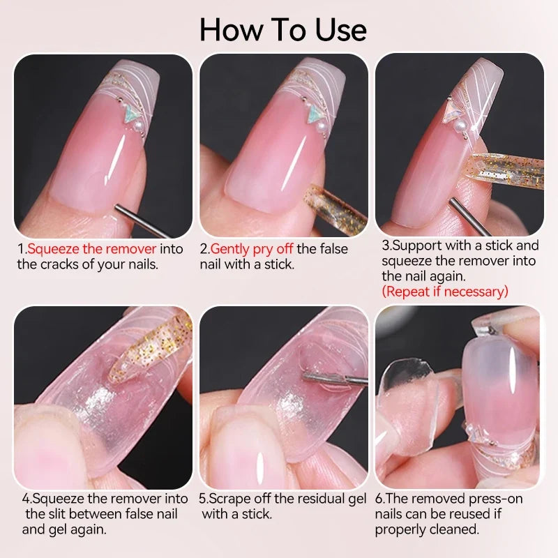 UR SUGAR 15ml Remover For Solid Tips Gel False Nail Tips Solid Adhesives Gel Remover Press On Nails Gel Fake Tips Remover Tools Tri Light Beauty