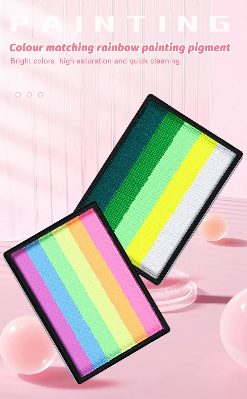 50g Facial and Body Paint Palette,Non-Toxic Rainbow Water-Soluble Body Paint for Rainbow Festival,Cosplay,Party,Art,Stage Makeup Pi-Mart