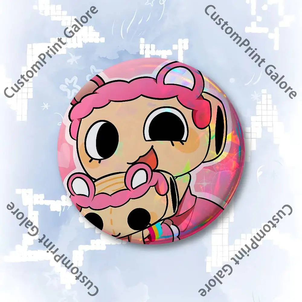 Cute Funny S-Shelly W-Wold Customizable Badge Tinplate Brooch Laser Film Lapel Pin for Decoration Party Small Gifts Pi-Mart