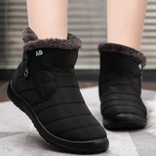 Winter Women Boots Waterproof Snow Boots Plus Size Casual Flat Women Casual Shoes Warm Fur Female Boots Antislip Cotton Shoes LadyShow.Store