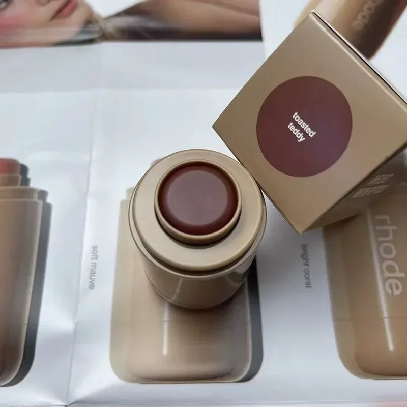 Rhod Pocket Blush LIP Stick Lip And Cheek Hydrating Stick Natural Rouge Powder Blush Cream Lipstick Cheek Easy To Apply Color LadyShow.Store