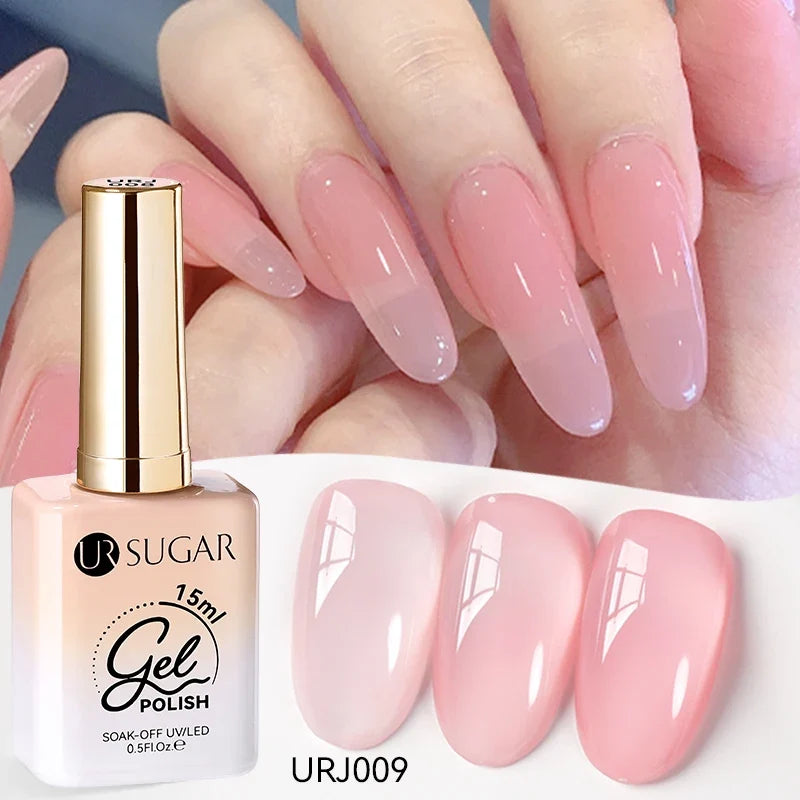 UR SUGAR 15ml Jelly Milky White Translucent Color Gel Polish Semi Permanent UV Gel Nail Art Soak Off Gel Varnish Latest Fashion Tri Light Beauty