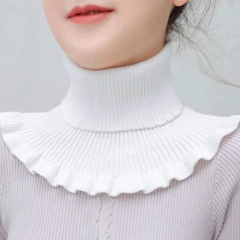 Warm Knitted Fake Collar Women Thicken Turtleneck Ruffles False Collars Detachable Neck Guard Winter Windproof Fake Collar Pi-Mart