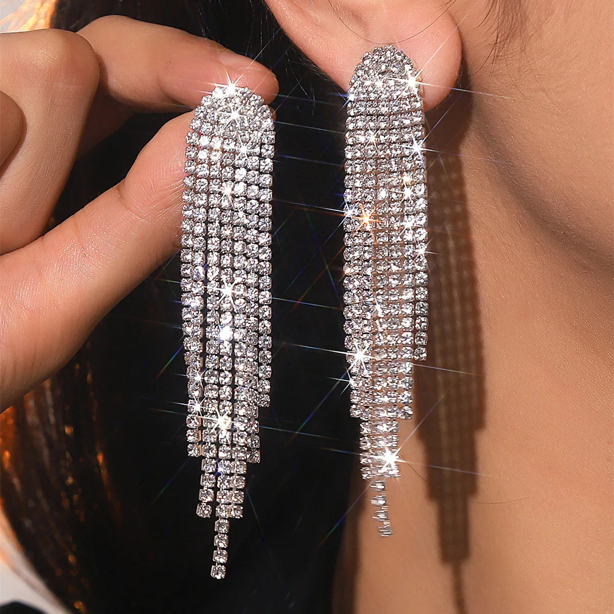 2PC Women's Fashion Copper Claw Chain Long Tassel Earrings Outdoor Travel Carnival Banquet Party Holiday Dressing Gift-233 Pi-Mart