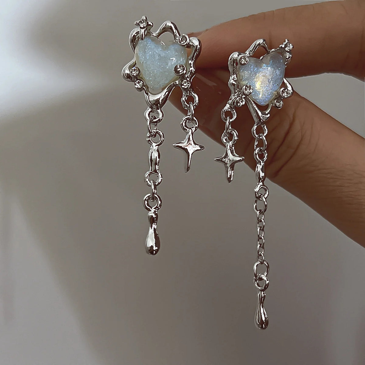 Y2K Irregular Liquid Earrings for Women Silver Color Hip-Hop Punk Fashion Geometric Earring Clip Girl 2024 Trendy Party Jewelry Pi-Mart