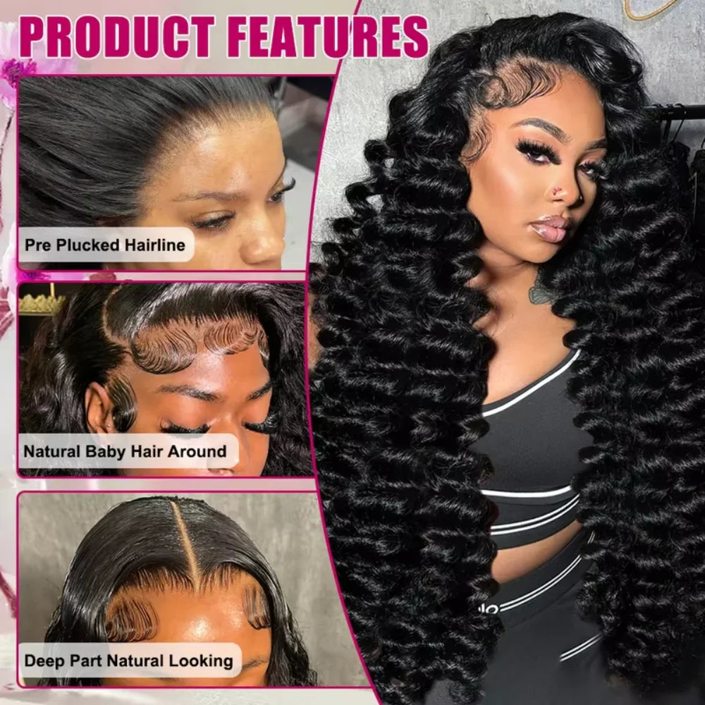 Loose Deep 13x6 Lace Front Human Hair Wig 30 40 Inches Brazilian Water Deep Wave 13x4 HD Lace Frontal Wig Curly Wigs For Women LadyShow.Store