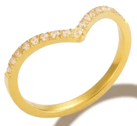 Personality Round Beads Ring Band Small Clear Crystal Zircon Waterproof Stainless Steel Rings Simple Granular Fine Jewelry Pi-Mart