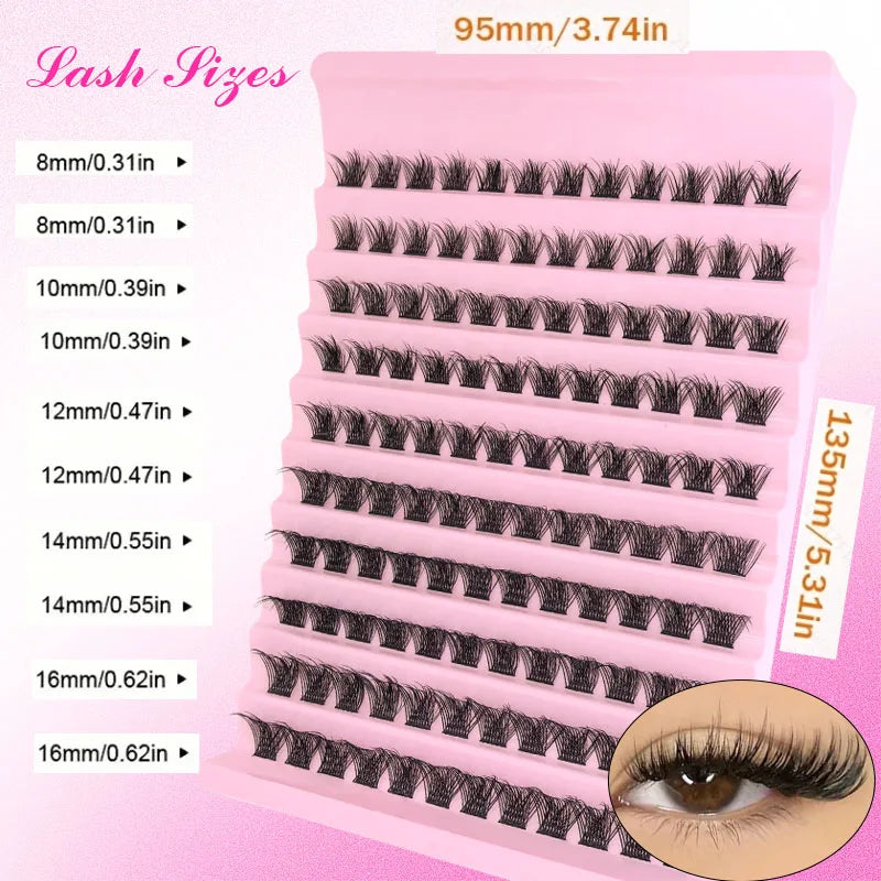 DIY Eyelash Extension Kit Individual Lashes Cluster Mix Lash Clusters with Lash Bond and Seal and Lash Accessories LadyShow.Store
