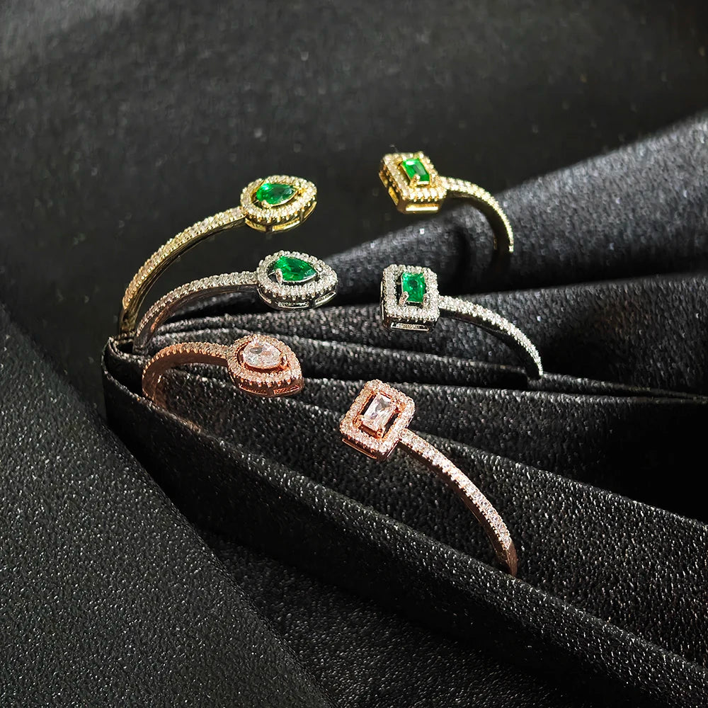 Trendy Snake Punk Pear Shape Silver Color on Hand Adjustable Open Bangle for Women Anniversary Gift Jewelry Wholesale S5214bb Pi-Mart