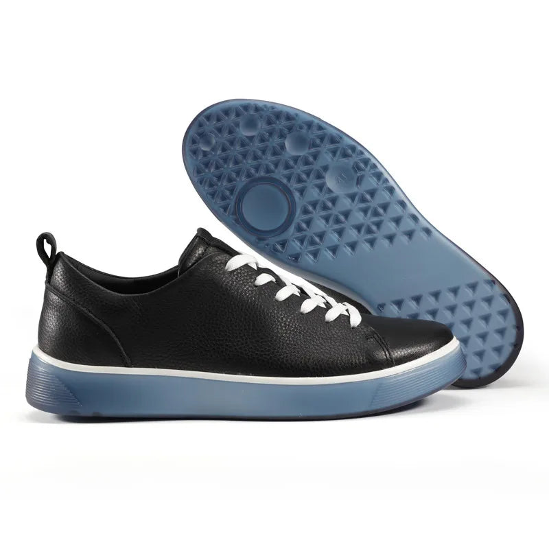Men Casual Leather Shoes, Business Genuine Leather Shoes Men Thick-soled Sports White Versatile Board Shoes Pi-Mart