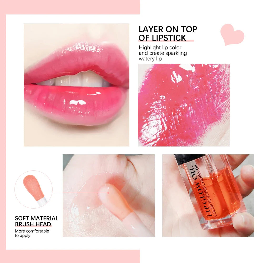 Crystal Jelly Moisturizing Lip Oil Plumping Lip Gloss Makeup Sexy Plump Lip Glow Oil Tinted Lip Plumper LadyShow.Store