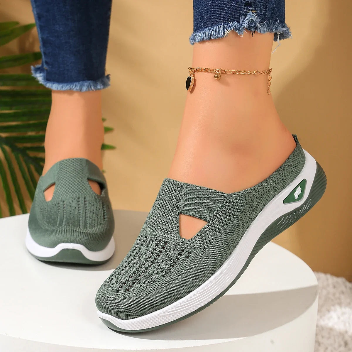 Women shoes  Convenient and comfortable at home, one foot with a vent and half slipper women's summer shoes free shippiing shoes LadyShow.Store