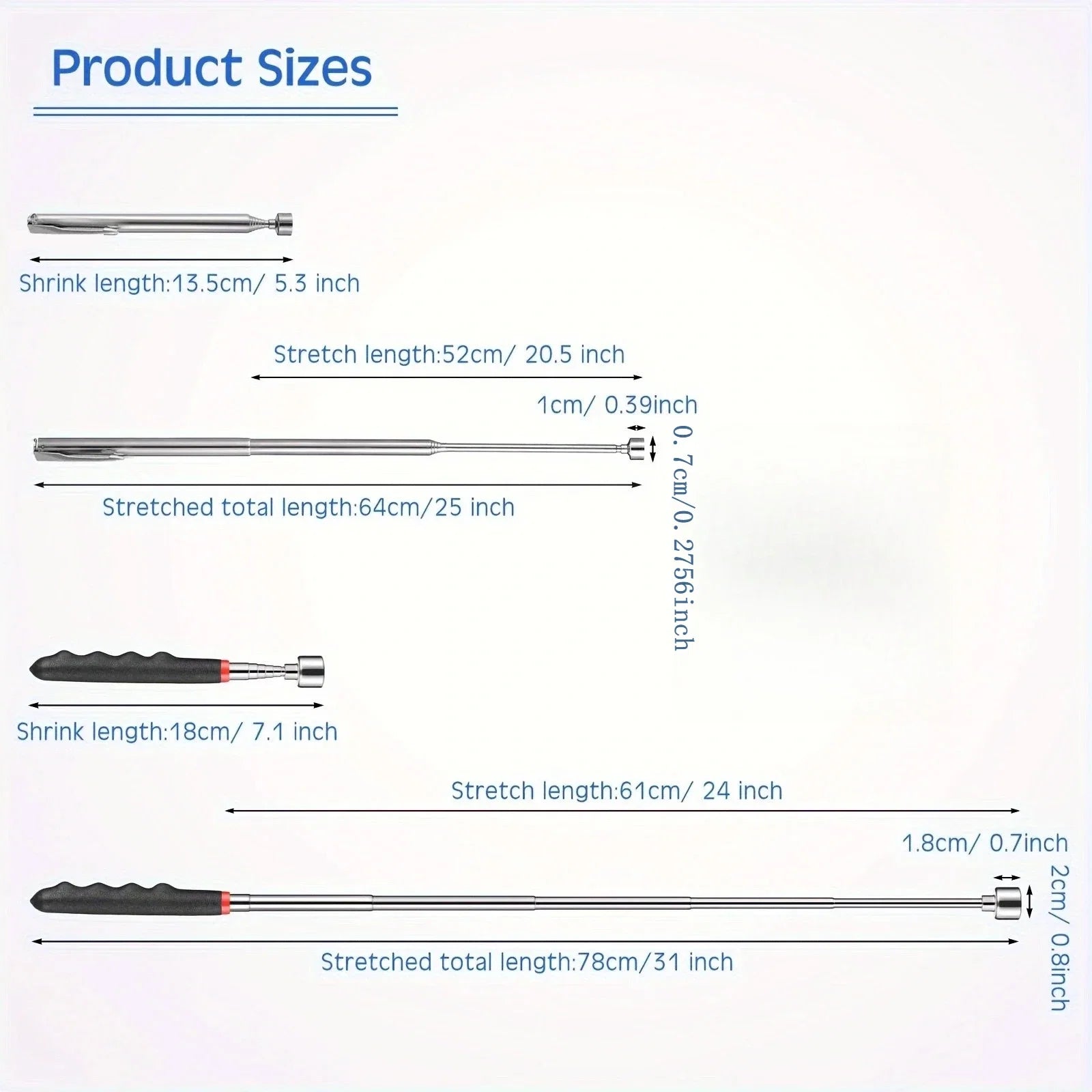 Handheld Telescoping Magnetic Grabber – Extendable Pickup Pen Tool, Portable Magnet for Hard-to-Reach Spots LadyShow.Store