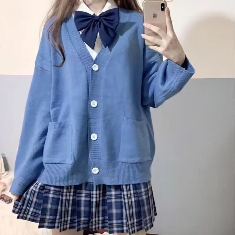 Mikasa pink cardigan sweater with the same style， Anime character COS knitted sweater, original JK uniform sweater jacket LadyShow.Store