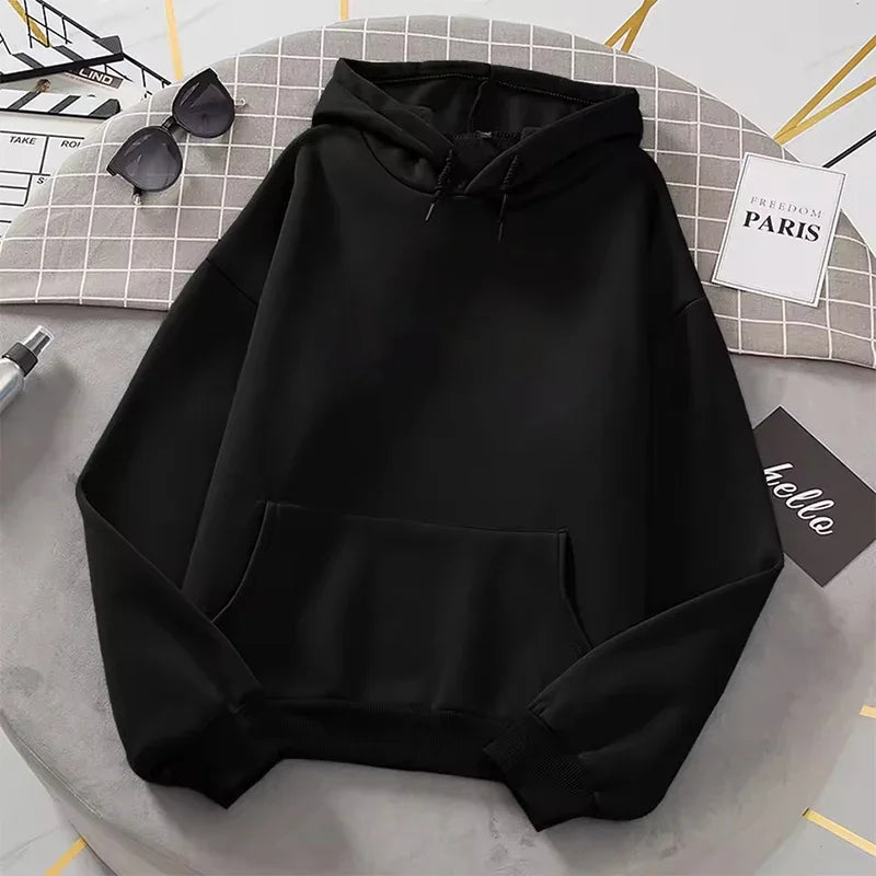 2025 white Hoodies men women Autumn Long Sleeve Pullover Tops Casual Pocket Hoodies Unisex Outer Loose Sport Wear LadyShow.Store