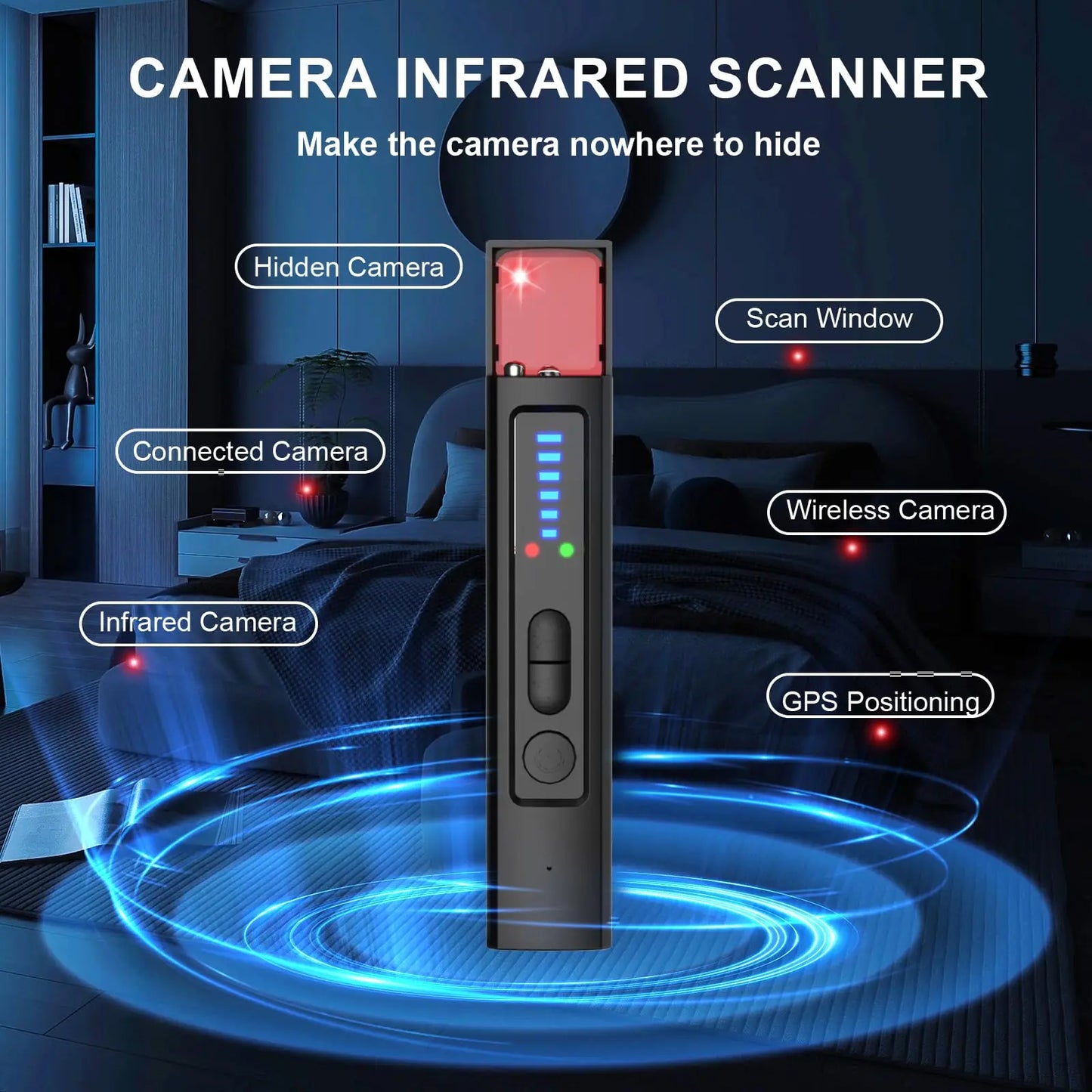 6-in-1 Anti-Spy Hidden Camera Detector GPS Tracker Finder RF Signal Eavesdropping Device Scanner for Hotel Travel Privacy LadyShow.Store